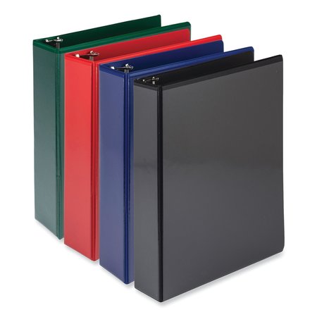 SAMSILL Durable D-Ring View Binders, 3 Rings, 2 in. Capacity, 11 x 8.5, Black/Blue/Green/Red, 4PK MP46468